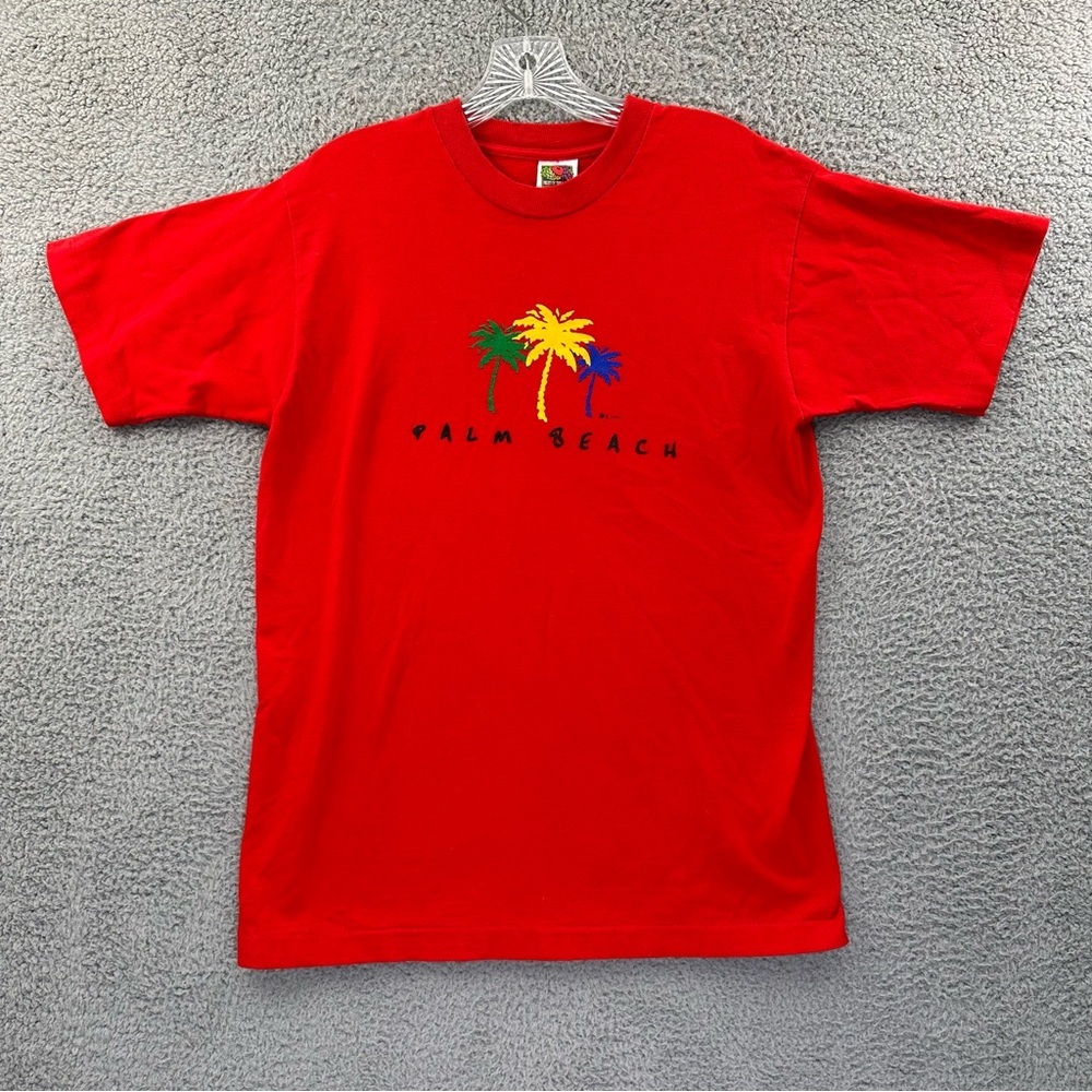Vintage Fruit Of The Loom Short Sleeve T Shirt Palm Beach Florida Men's Medium